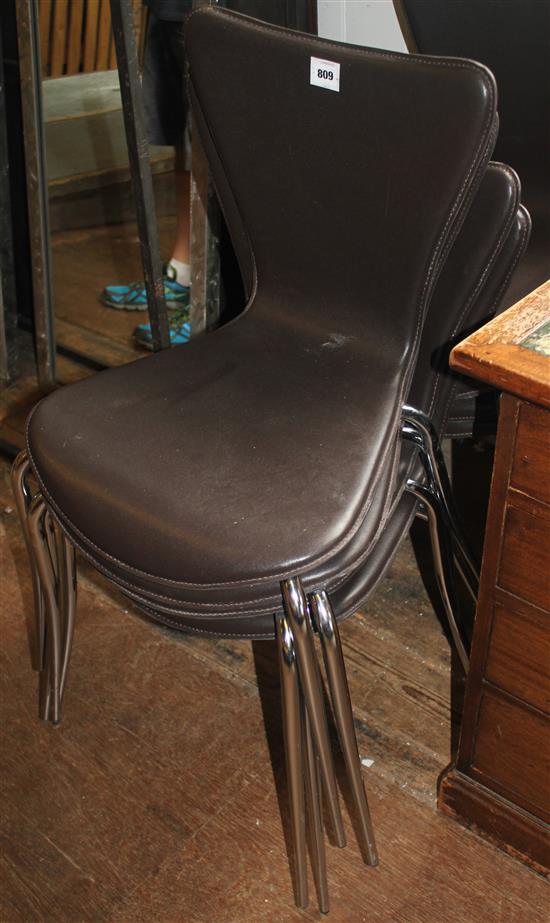 8 leather & chrome chairs(-)